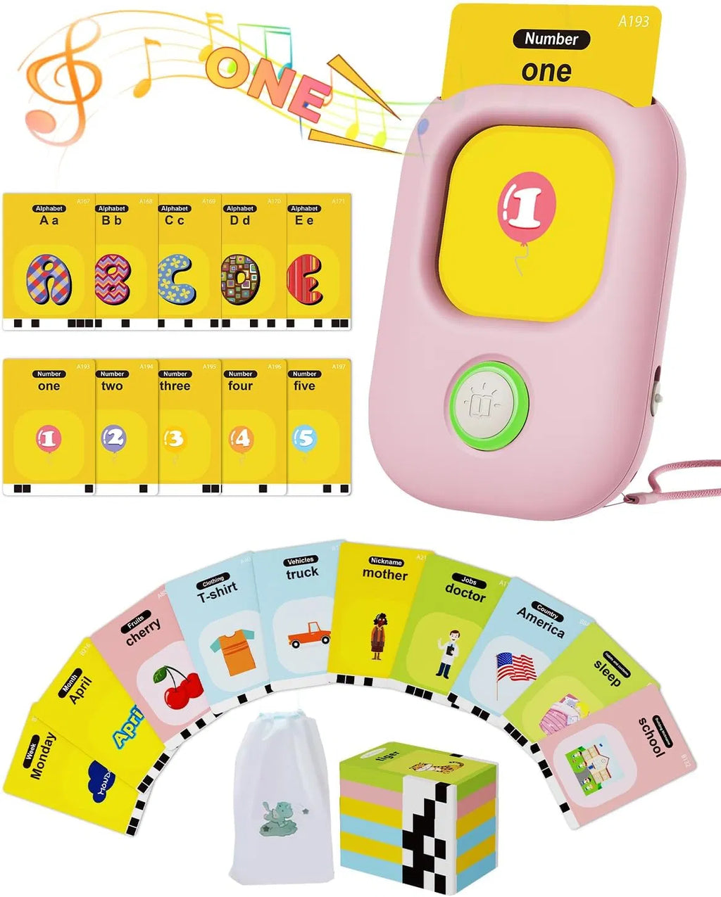 MUVIXUS™ DigiTalk - Talking Flash Cards,Kids Toddler Flash Cards With 224 Sight Words,Montessori Toys,Autism Sensory Toys,Speech Therapy Toys,Learning Educational Gifts For Age 1 2 3 4 5 Years Old Boys And Girls