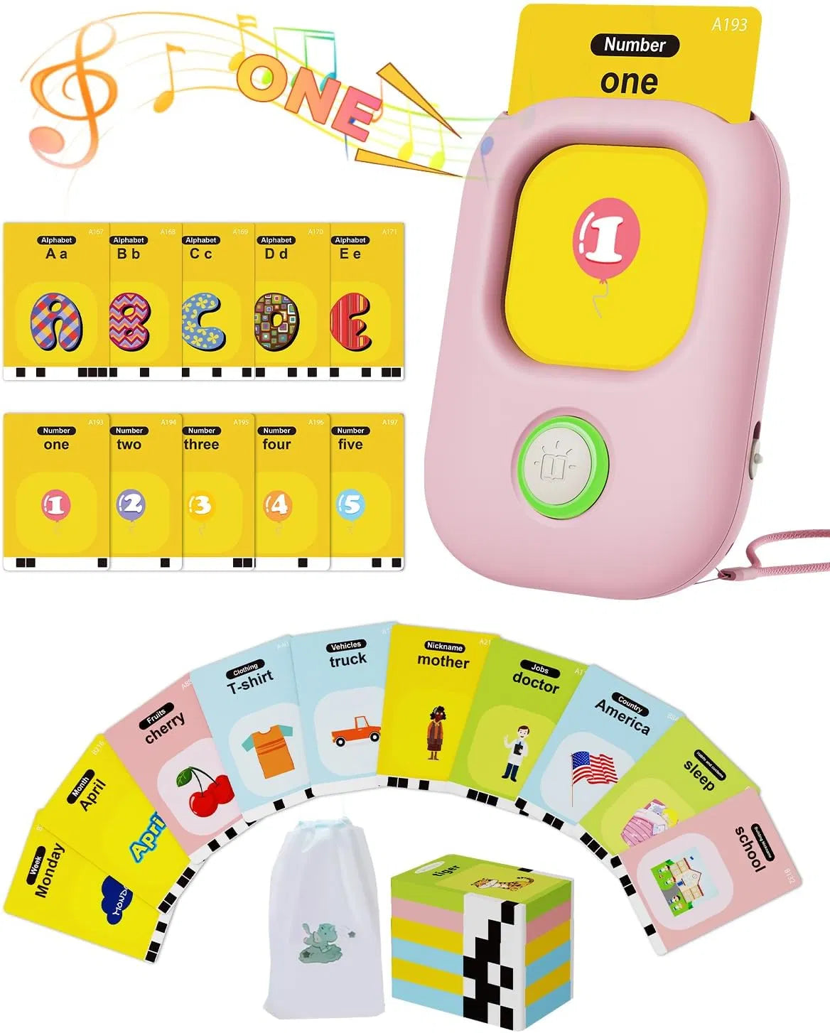 MUVIXUS™ DigiTalk - Talking Flash Cards,Kids Toddler Flash Cards With 224 Sight Words,Montessori Toys,Autism Sensory Toys,Speech Therapy Toys,Learning Educational Gifts For Age 1 2 3 4 5 Years Old Boys And Girls