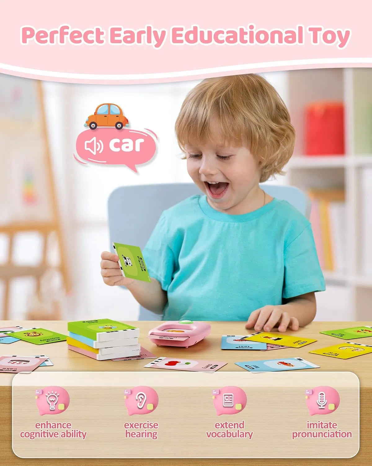 MUVIXUS™ DigiTalk - Talking Flash Cards,Kids Toddler Flash Cards With 224 Sight Words,Montessori Toys,Autism Sensory Toys,Speech Therapy Toys,Learning Educational Gifts For Age 1 2 3 4 5 Years Old Boys And Girls