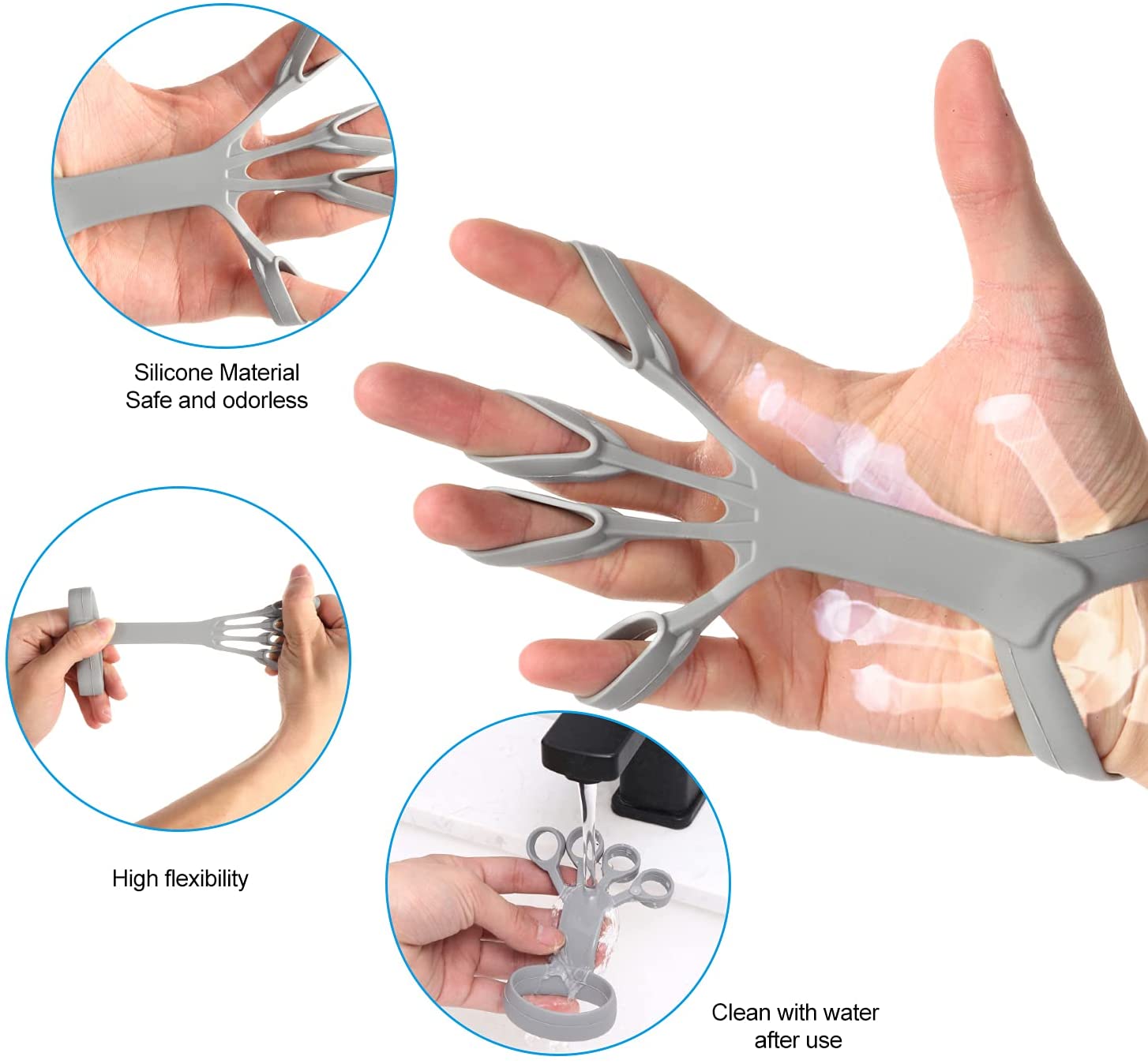 Silicone Finger Stretcher & Grip Strength Trainer - 3 Resistance Levels