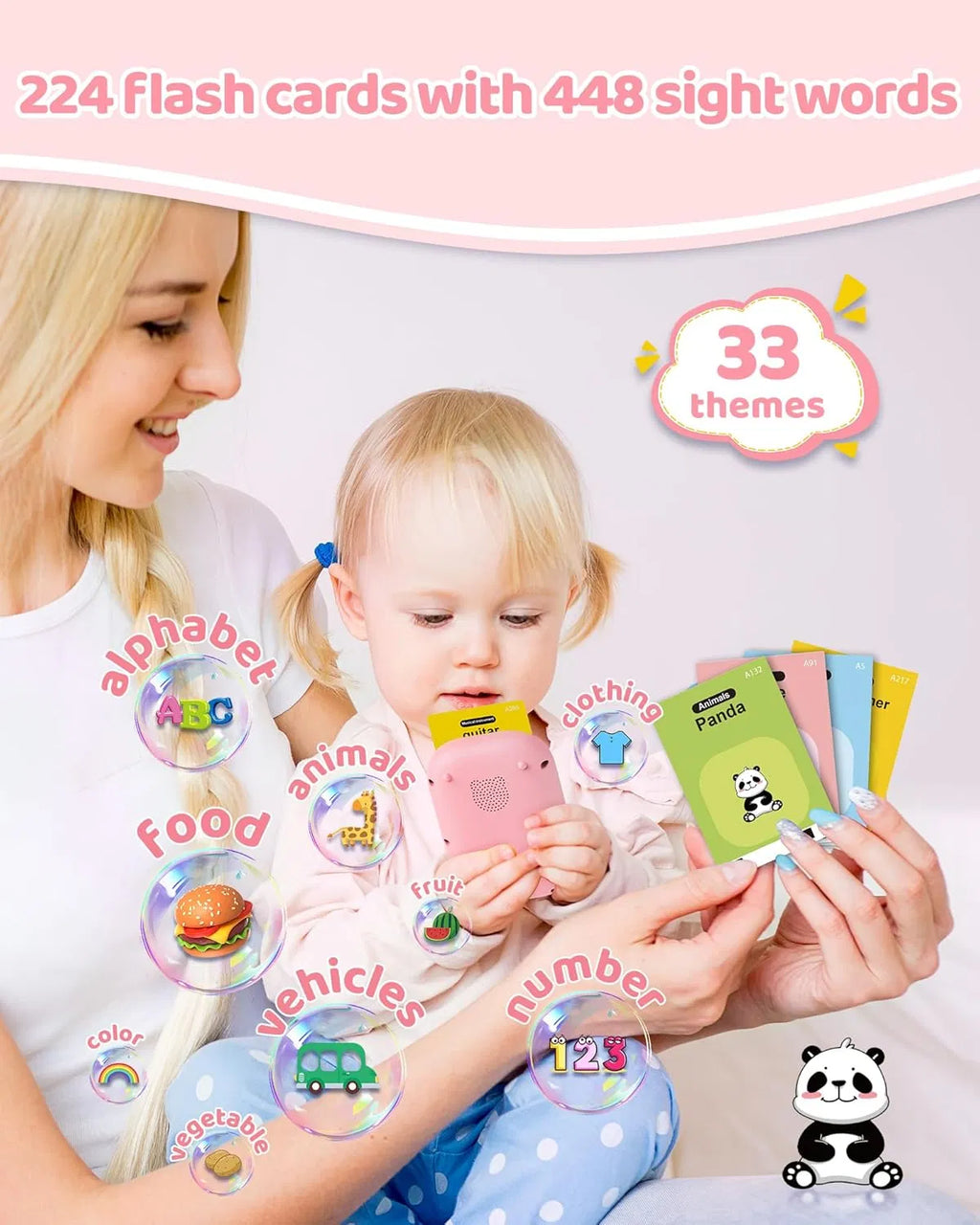 MUVIXUS™ DigiTalk - Talking Flash Cards,Kids Toddler Flash Cards With 224 Sight Words,Montessori Toys,Autism Sensory Toys,Speech Therapy Toys,Learning Educational Gifts For Age 1 2 3 4 5 Years Old Boys And Girls